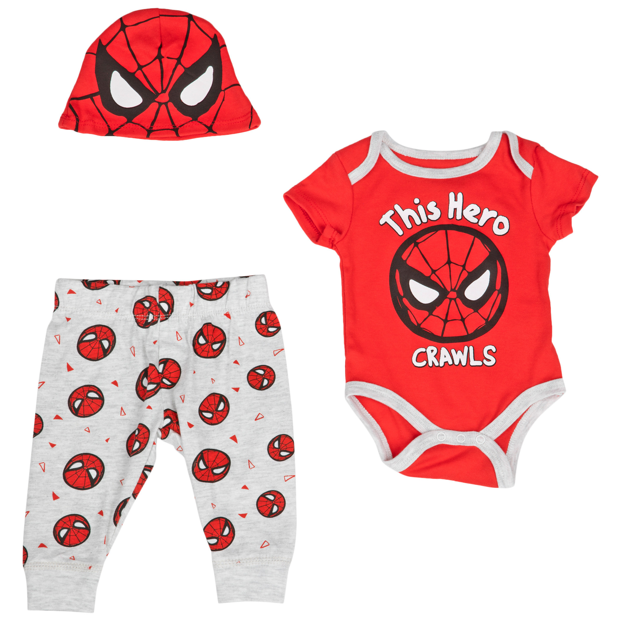 Spider-Man This Hero Crawls 3-Piece Bodysuit Set & Cap